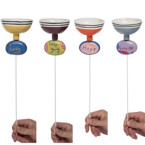 Transpac Ceramic Mindful Garden Puddler Pick Set of 4 Colorful Spring Home Decorations Decorative Objects - 1 of 2