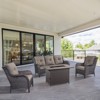 POCASSY 4-Piece Outdoor Furniture Set with 50000BTU Propane Fire Pit, All Weather Wicker Patio Fire Pit Table Set with 3-Seater Sofa and Club Chair - 2 of 4