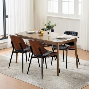 Set of 2/4/6 Mid-Century Modern Dining Chairs, PU Leather Walnut Bentwood Back, Retro Upholstered Kitchen Chairs with Metal Legs for Dining Room - 1 of 4
