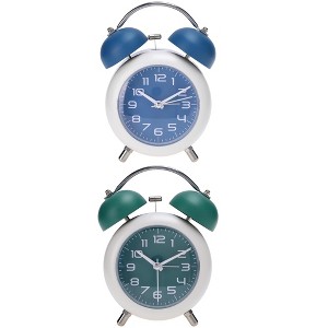 REGALWOVEN 2 Pcs Old Fashioned Battery-Powered Metal Night Light Alarm Clock 5.9 x 4.3 x 2 Inches - 1 of 4