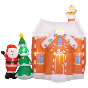 7FT Giant Inflatable Gingerbread House, Christmas Blow Up Decorations with LED Lights for Indoor, Outdoor - 1 of 4