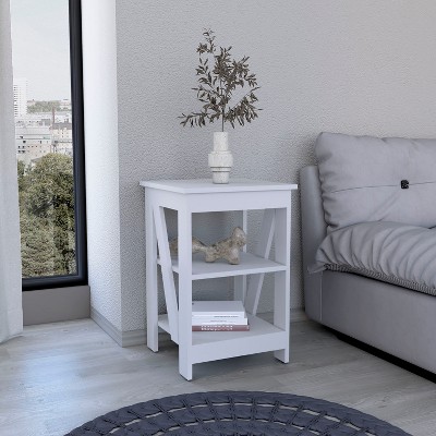 NicBex Nightstand with Storage Space Modern 3-Tier End Table with Stylish Cross-Design,Suitable for Bedroom,Living Room