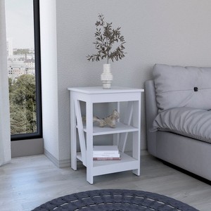 NicBex Nightstand with Storage Space Modern 3-Tier End Table with Stylish Cross-Design,Suitable for Bedroom,Living Room - 1 of 4