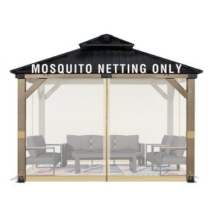 Aoodor Gazebo Replacement Netting Screen, Universal Gazebo 4-Panel Mosquito Net Sidewalls with Double Zippers for Outdoor Patio - 1 of 4
