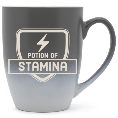 100 North Magic Potion 10 Ounce Gray and White Two Toned Ombre, Comfortably Fits Your Hands, Ceramic Tea Coffee Cup Mug, Potion Of Stamina