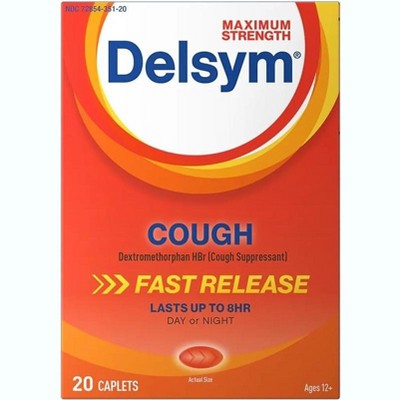 Delsym Cough Fast Release Caplets Max Strength, 20 Ct