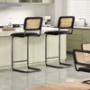 PexFix 2Pcs Counter Height Bar Stools Upholstered PU Leather Barstools with Rattan Back 30 inch Stools Armless Bar Chairs for Kitchen Island Black - 3 of 4