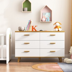 Hommoo 6 Drawer White Wide Dresser - 1 of 4