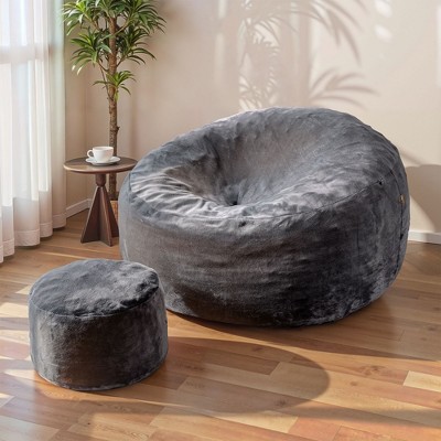 XIZZI Giant Bean Bag Sofa Set with Ottomanfor Ultimate Relaxation, Luxe Flannel Comfort for Living Room/Bedroom/Office, Available in 5 Colors