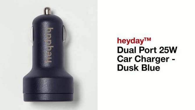 Dual Port 25W Car Charger - heyday&#8482; Dusk Blue, 2 of 5, play video