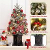 2Pcs 3ft LED Prelit Artificial Christmas Tree,Snow Flocked Xmas Tree,Potted Christmas Tree with 78 Warm White Lights&Vintage Pot Base,Xmas Decoration - 2 of 4