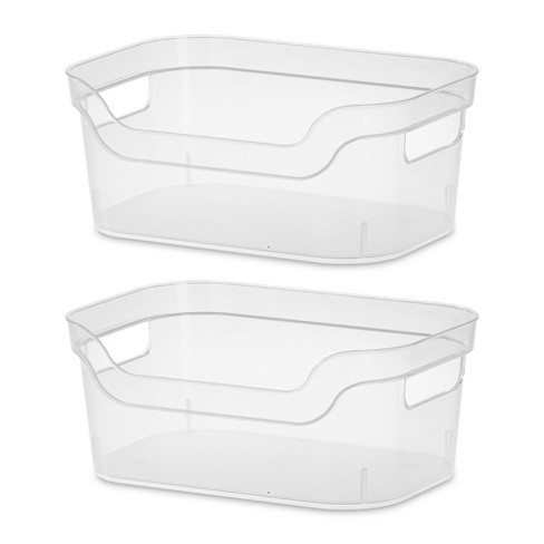 Sterilite 9.5 X 6.5 X 4 Inch Small Open Scoop Front Clear Storage Bin With  Comfortable Carry Through Handles For Household Organization (48 Pack) :  Target