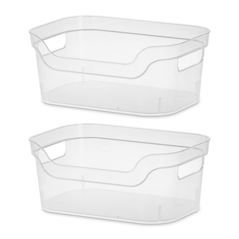 Sterilite 9.5 x 6.5 x 4 Inch Small Open Scoop Front Clear Storage Bin with Comfortable Carry Through Handles for Household Organization, 2 of 7