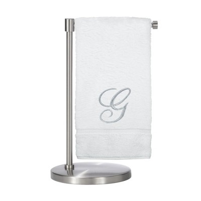 BC BARE COTTON Monogrammed Bath Towel, Personalized Gift, 27 x 54 inches - Set of 1 - White - Silver Script