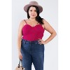 Slickblue Magenta Bodysuit, Women's Stretchy, Polyester Spandex Top, Plus Size Size 1XL-3XL - 4 of 4