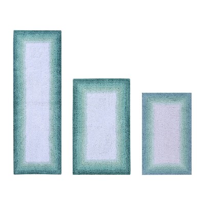 Torrent Collection 3 Piece 100% Soft Cotton Tufted Weave Bath Rug Set, Ombre Pattern, Super Soft & Absorbent, Machine Washable Bathroom Mats