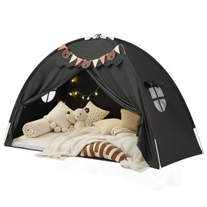 YEERSWAG Twin Bed Tent with Bear Pennants & Star Lights – Indoor Play Tent for Kids - 1 of 4