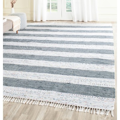 Montauk 8' x 10' Off-White and Gray Cotton Striped Rug
