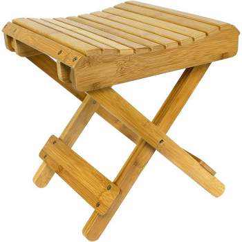 Sorbus Bamboo Folding Step Stool Bench - Great for Bathroom, Spa, Sauna, Collapsable Wooden Seat, Fully Assembled