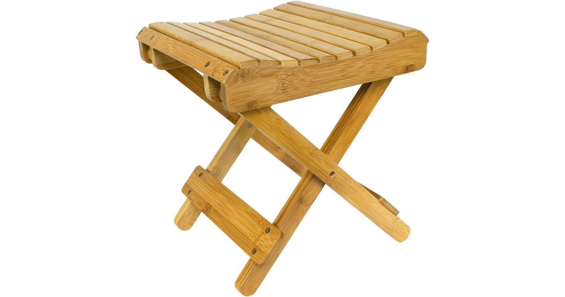 Sorbus Bamboo Folding Step Stool Bench - Great for Bathroom, Spa, Sauna, Collapsable Wooden Seat, Fully Assembled