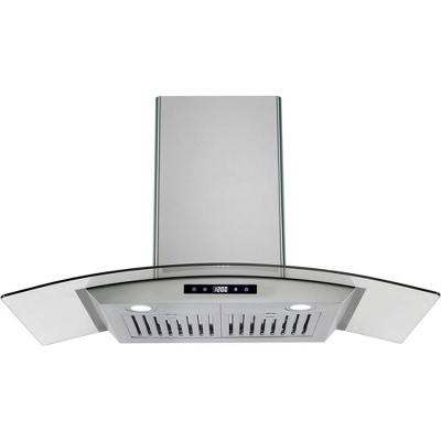 30 in Curved Glass Range Hood Kitchen Vent Hood Ducted/Ductless 400 CFM 3 Speeds Touch Control