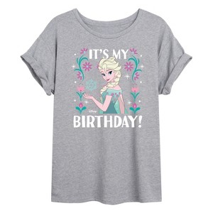 Women's - Disney - Elsa It's My Birthday Oversized Graphic T-Shirt - 1 of 4