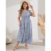 Womens Plus Size Casual Sleeveless Maxi Dress Ruffle Sleeve A Line Swing Summer Maxi Dress with Pockets - 3 of 4