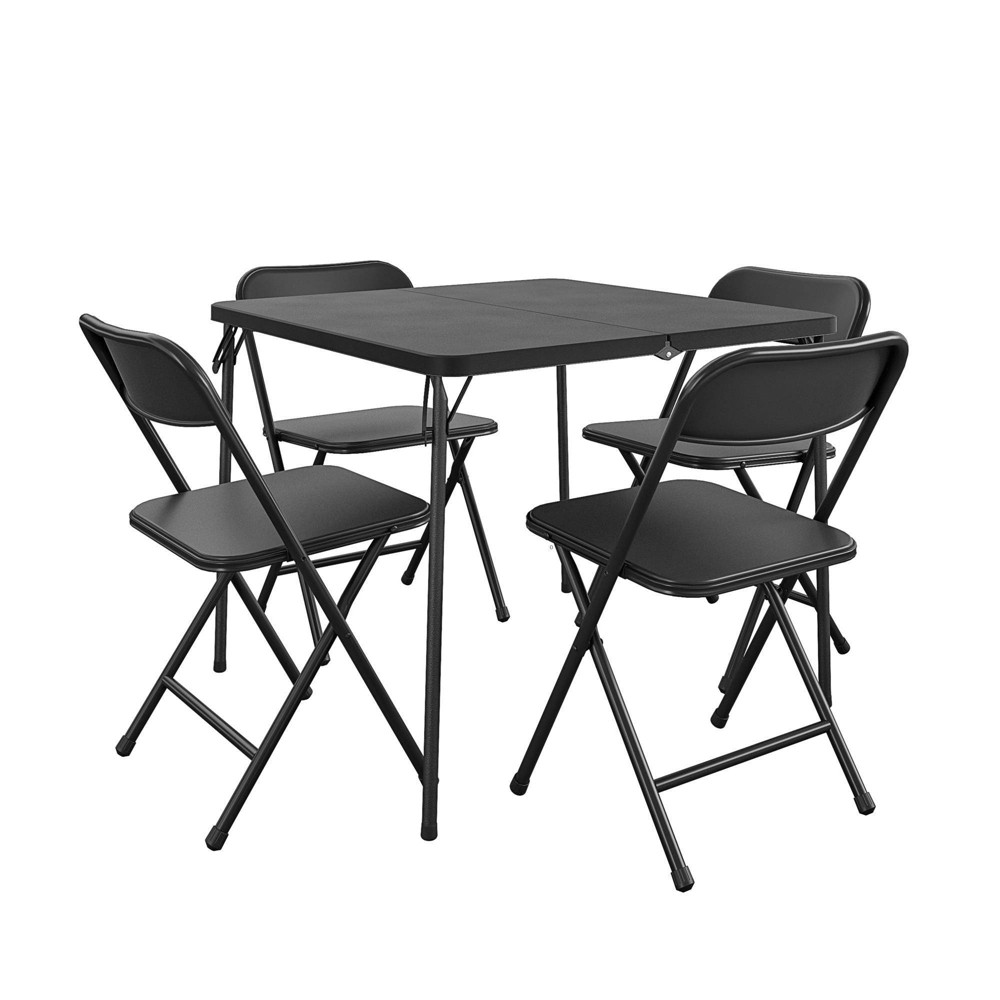 Photos - Dining Table Cosco 5pc Solid Resin Center Fold Table and Chair Dining Set Black 