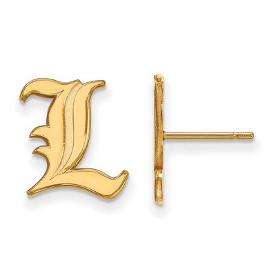 Black Bow Jewelry 14k Yellow Gold Louisville Cardinals NCAA Post Earrings