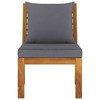 vidaXL Patio Solid Acacia Wood Sectional Middle Sofa with Thick Dark Gray Cushions - Versatile for Indoor and Outdoor Use - 2 of 4