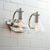 Possini Euro Design Sorren Modern Wall Light Sconce Polished Nickel Hardwire 14" 2-Light Fixture Clear Glass for Bedroom Bathroom Vanity Reading Home - 2 of 4