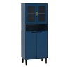 Gulches Tall Storage Bookcase with 4 Tempered Glass Doors - Shelves, MDF Painted Navy Blue Cabinet for Living Room Bedroom Home Office Organization - 3 of 4
