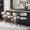 Teddy Fabric Upholstered High Bar Stools with Curved Back and Foam Cushion for Kitchen, Dining or Living Room (Set of 2) - 2 of 4