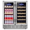 Hooure 30 in.Dual Zone 33-Wine Bottles and 80-Can Built-In and Freestanding with French Door Beverage Cooler in Stainless Steel - 3 of 4