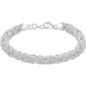 Chunky 925 Sterling Silver Byzantine Bracelet, Handmade Heavy Link Chain Jewelry Gift for Women - 1 of 4