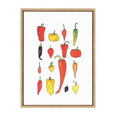 Viola Kreczmer Peppers Print on Canvas with Natural Frame
