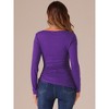 INSPIRE CHIC Women's Scoop Neck Button Stretch Ruched Drawstring Top - 4 of 4