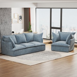 38"/94"W 1/3/4-Seater Chenille Sofa Cloud Sofa Accent Chair Armchair Comfortable Seating with Pillows-ModernLuxe - 1 of 4