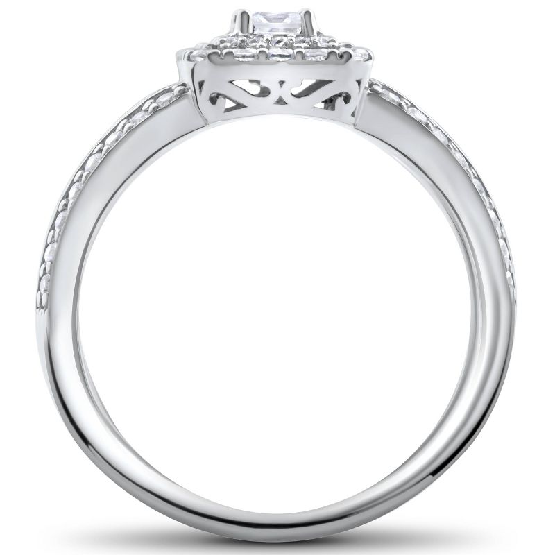 Pompeii3 1/2CT Vintae Diamond Halo Engagement Ring 10K White Gold, 2 of 5