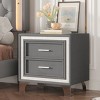 Mid Century Vintage Nightstand with 2 Drawers, Velvet Upholstered Bedside Table, Silver Legs, Easy Assembly, Stylish Storage-The Pop Home - 4 of 4