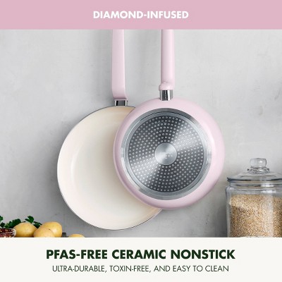 GreenPan Rio Advanced 2pc (10 and 12) Ceramic Nonstick Fry Pan Set Pink