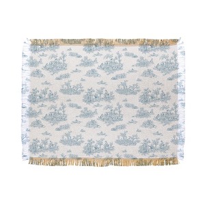 Evanjelina & Co Toile De Jouy Duck Egg Blue Woven Throw Blanket - Deny Designs - 1 of 4