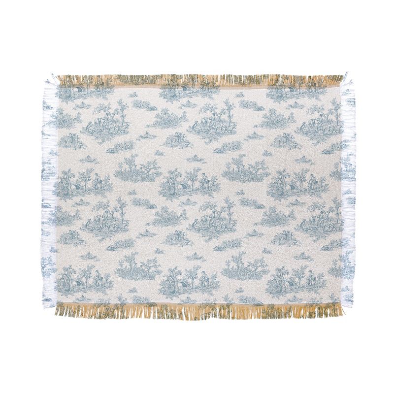 Evanjelina & Co Toile De Jouy Duck Egg Blue Woven Throw Blanket - Deny Designs, 1 of 8