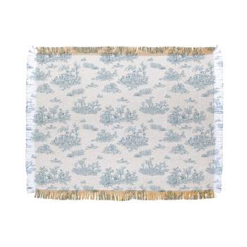 Evanjelina & Co Toile De Jouy Duck Egg Blue Woven Throw Blanket - Deny Designs