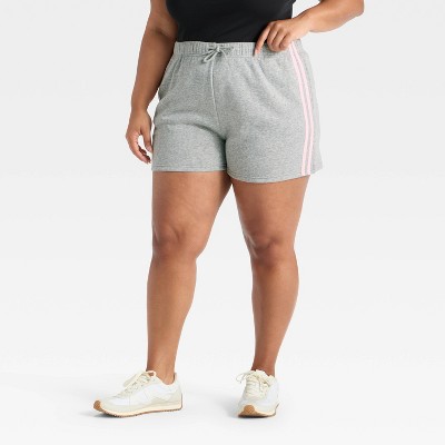 Women's Striped Graphic Shorts - Light Gray