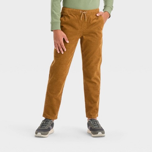 Boys' Relaxed Tapered Corduroy Pull-on Pants - Cat & Jack™ Brown 12 : Target