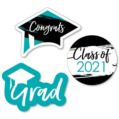 Big Dot of Happiness Teal Grad - Best is Yet to Come - DIY Shaped Turquoise 2021 Graduation Party Cut-Outs - 24 Count