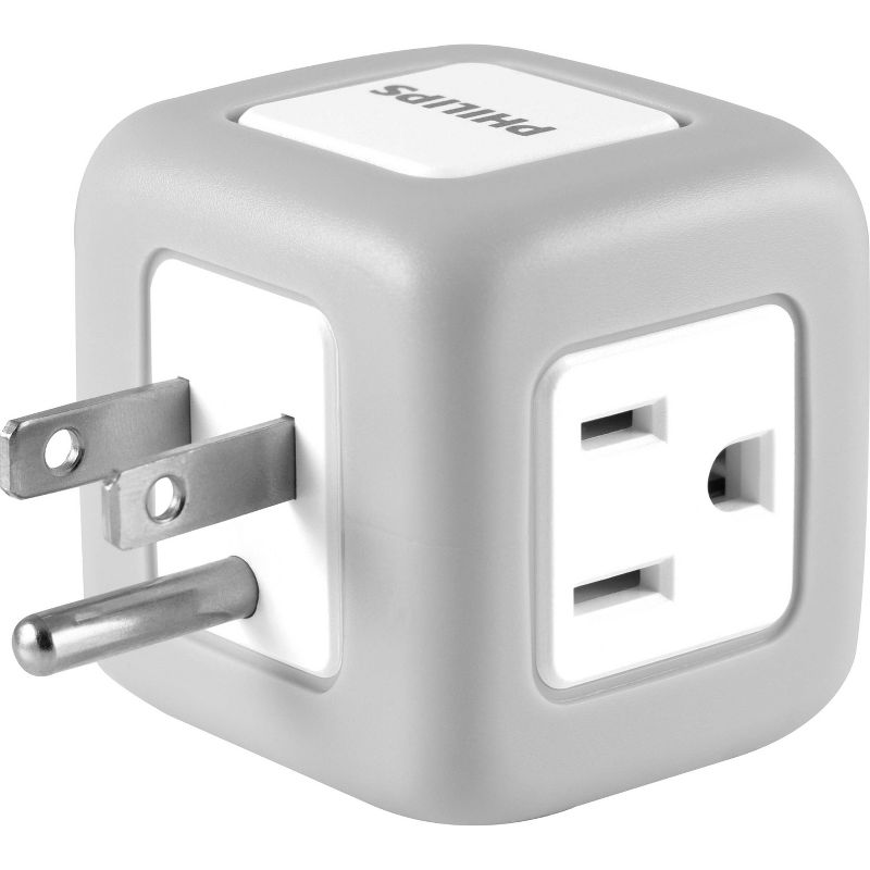 Philips 3-Outlet Grounded Cube Tap with Surge Protection - Gray, 3 of 7