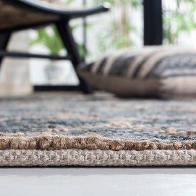 Beige and Charcoal Geometric Hand-Knotted Wool Area Rug