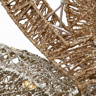 48" Prelit Crystal Splendor Champagne Reindeer with Red Bow